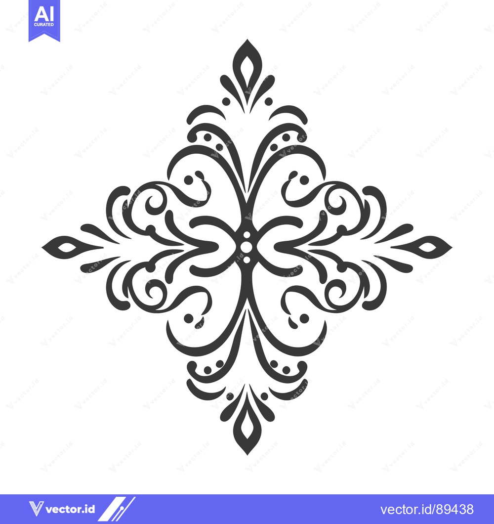 Premium Vector of Symmetric floral decorative pattern with detailed lines and elegant cu