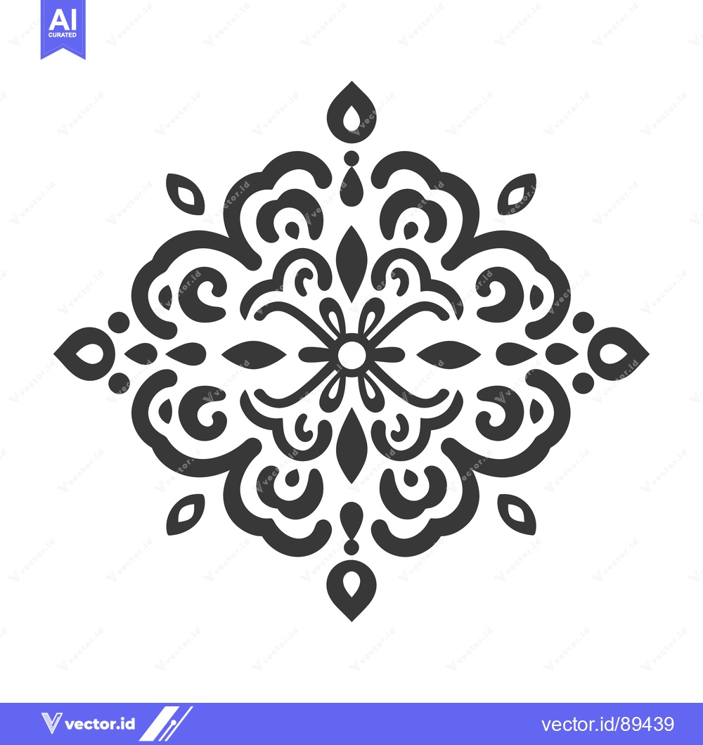 Premium Vector dari A symmetrical ornamental design featuring elegant floral and abstract