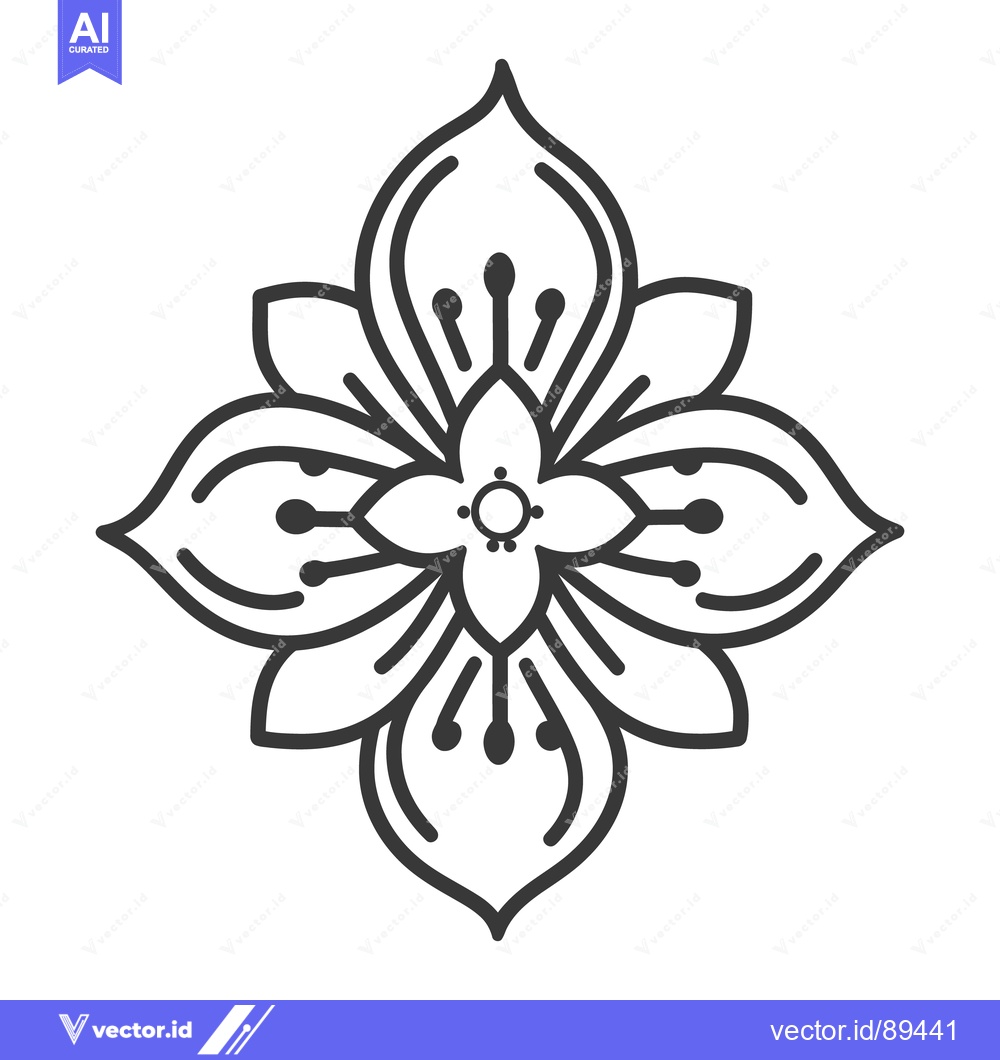 Premium Vector dari A detailed symmetrical drawing of a floral graphic element