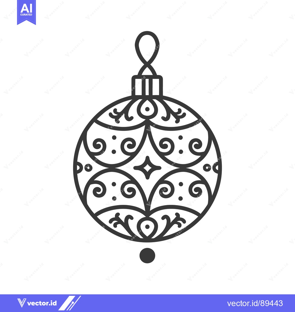 Premium Vector dari Decorative stylized christmas ornament with patterned black lines on w