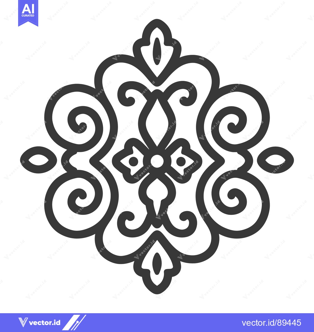Premium Vector dari Symmetrical black and white decorative floral design element