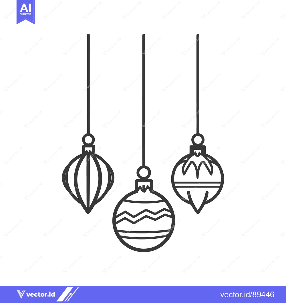 Premium Vector dari Three hanging ornaments with various detailed decorative patterns and