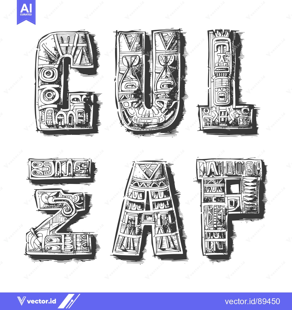Premium Vector dari Ornate Alphabet Letters in Black and White Style