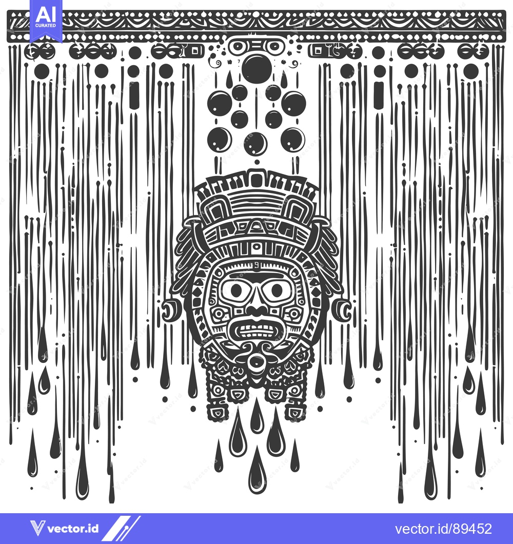 Premium Vector dari Ornate Ancient Mayan Mask With Droplets Falling From It