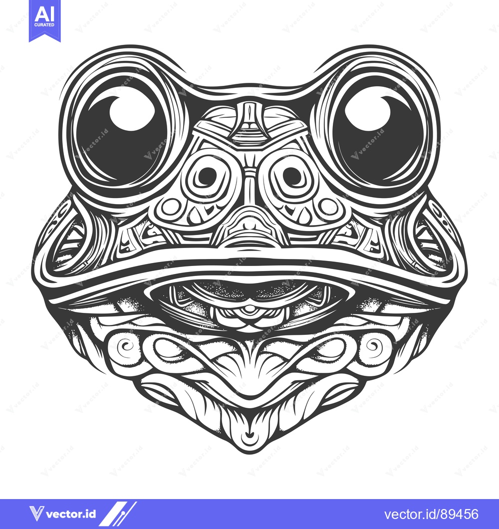 Premium Vector of Ornate and Detailed Black and White Frog Illustration