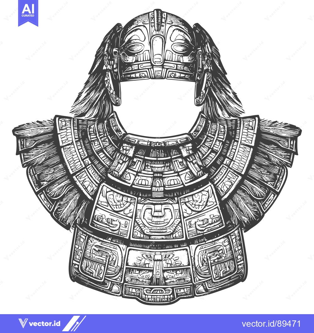 Premium Vector dari Ornate Aztec Headpiece with Feathered Wings