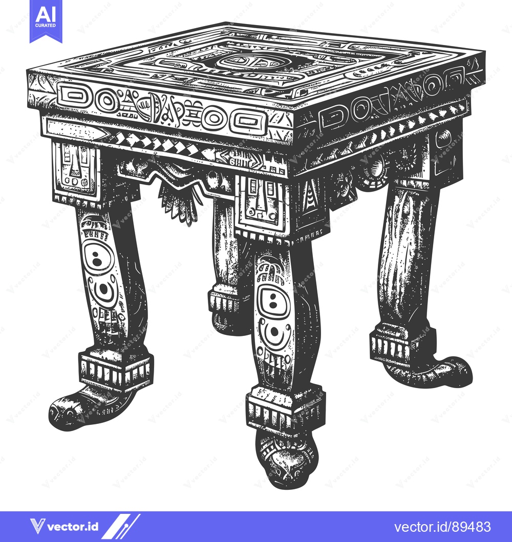 Premium Vector dari Ornate Aztec Table with Intricate Carvings