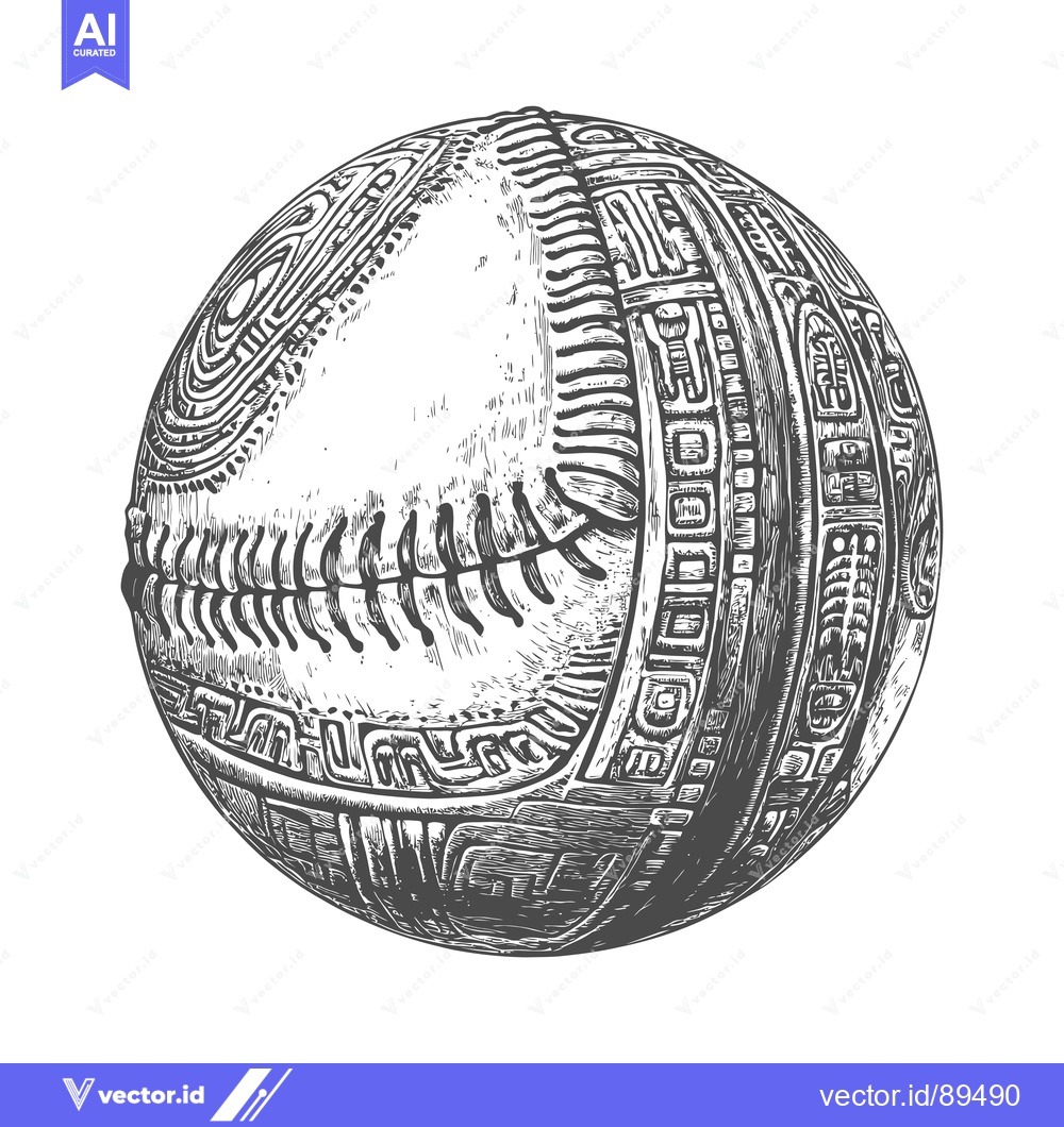 Premium Vector dari Ornate Baseball with Intricate Geometric Patterns