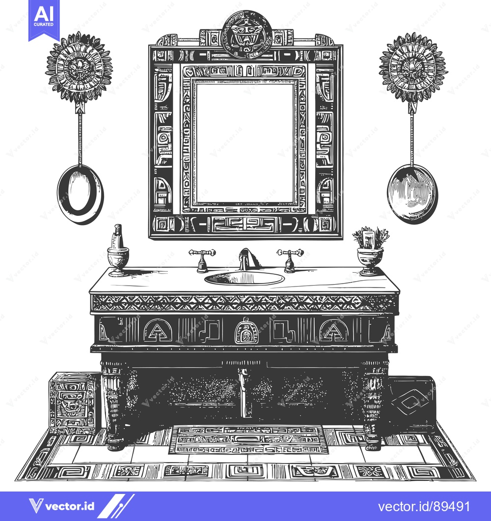 Premium Vector dari Ornate Bathroom Vanity with Intricate Mayan-Inspired Design
