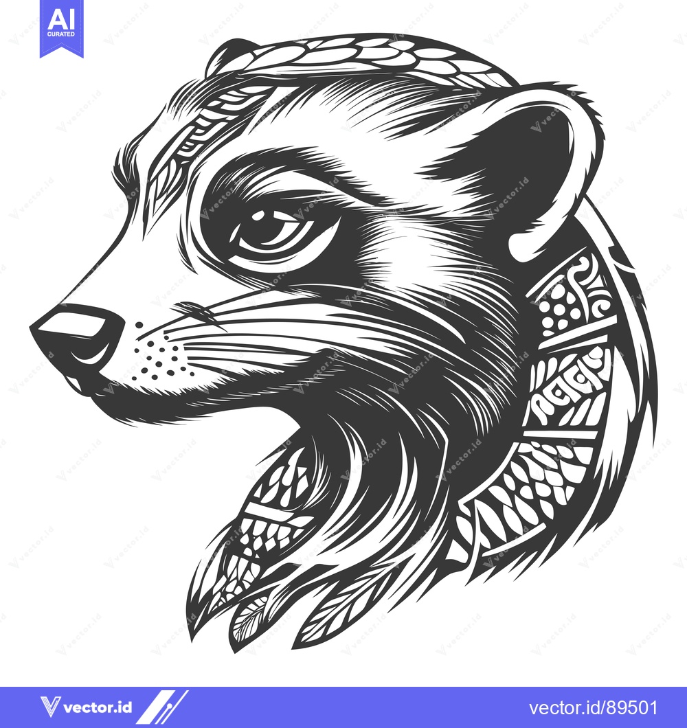 Premium Vector dari Ornate Black and White Animal Portrait