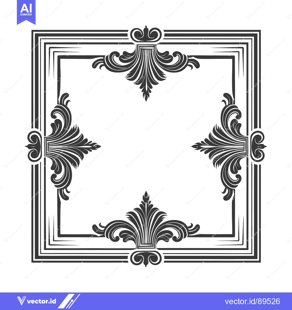 Premium Vector of Ornate Black and White Decorative Frame with Floral Motifs