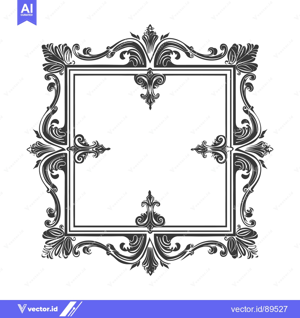 Premium Vector of Ornate Black and White Decorative Frame with Swirls and Flourishes