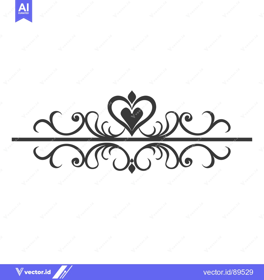 Premium Vector dari Ornate Black and White Design with Heart and Swirls