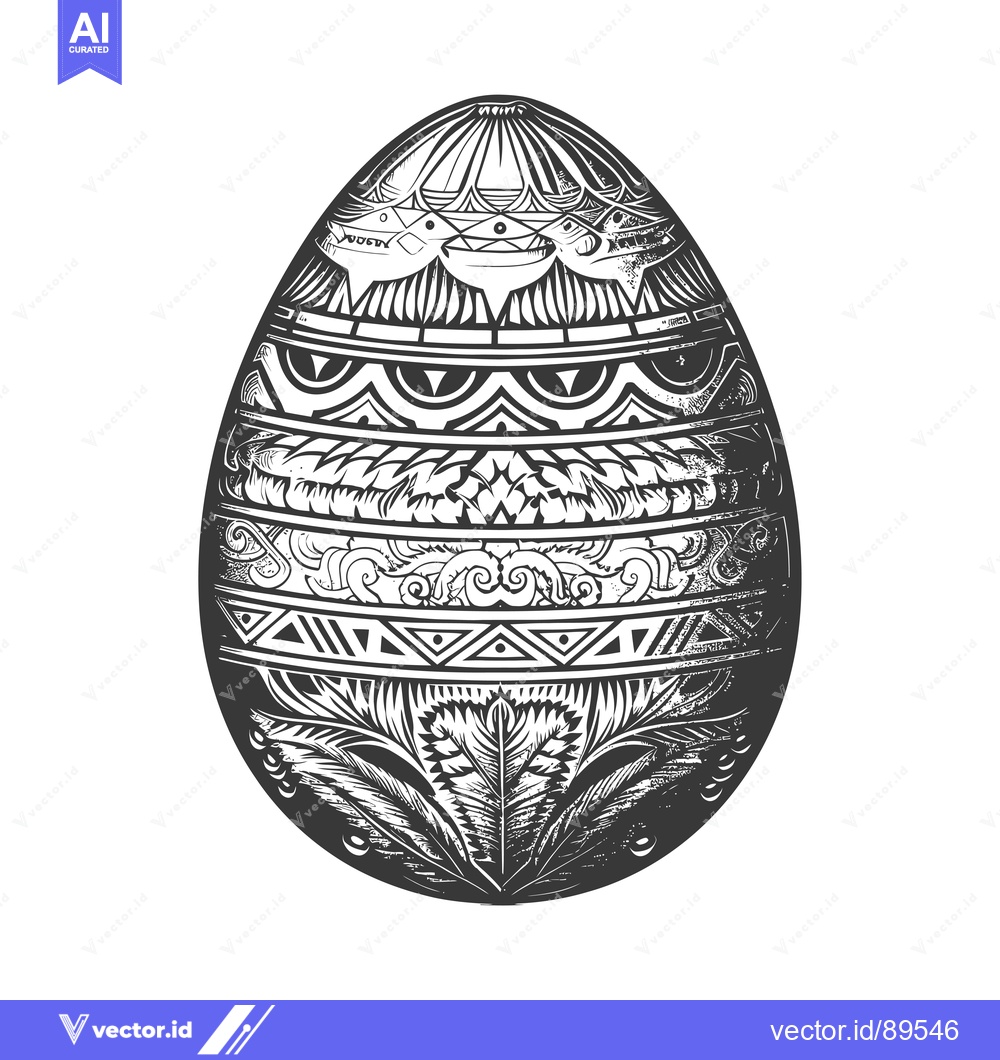 Premium Vector dari Ornate Black and White Easter Egg with Intricate Design