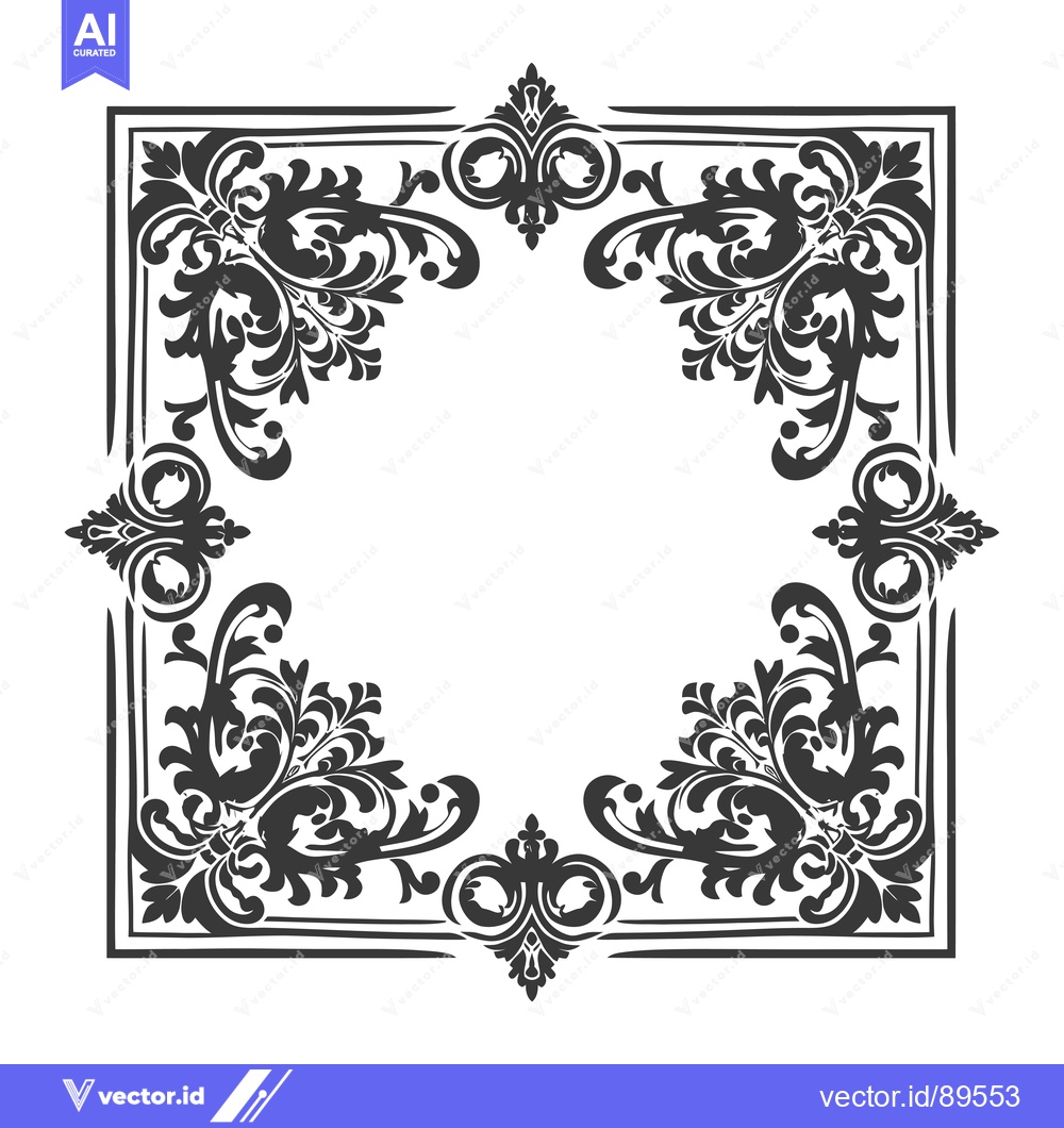 Premium Vector of Ornate black and white floral border frame