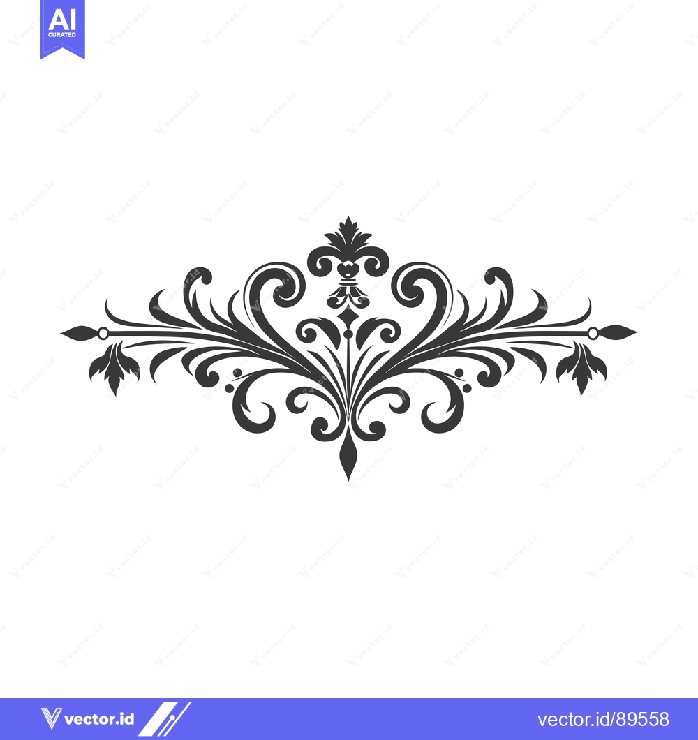 Premium Vector of Ornate black and white floral design element