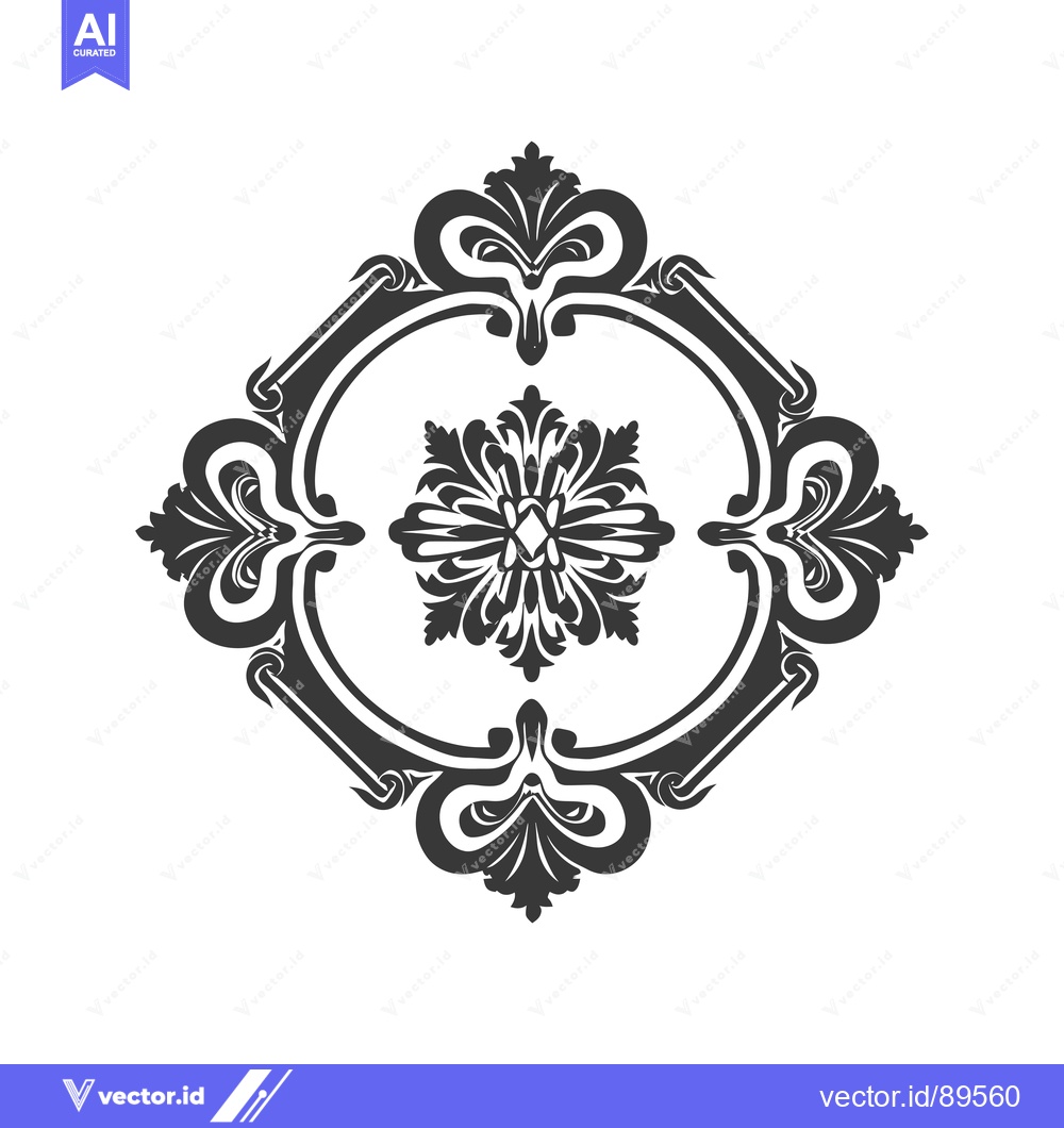 Premium Vector dari Ornate Black and White Floral Design in a Square Frame