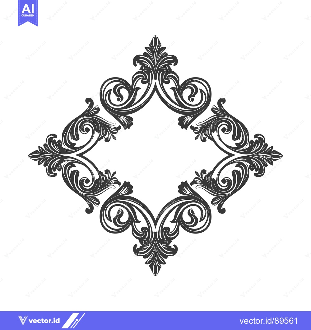 Premium Vector dari Ornate Black and White Floral Design in Diamond Shape