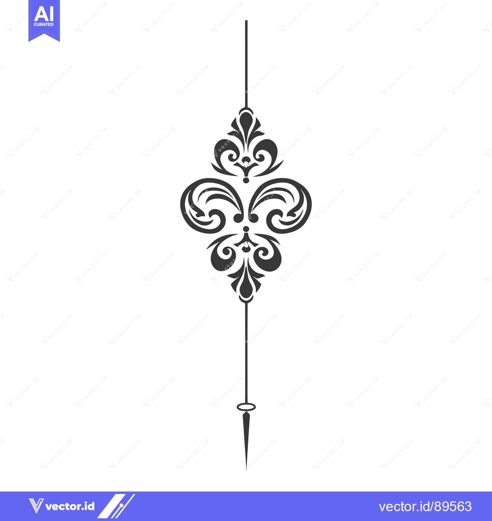 Premium Vector dari Ornate Black and White Floral Design with a Vertical Line