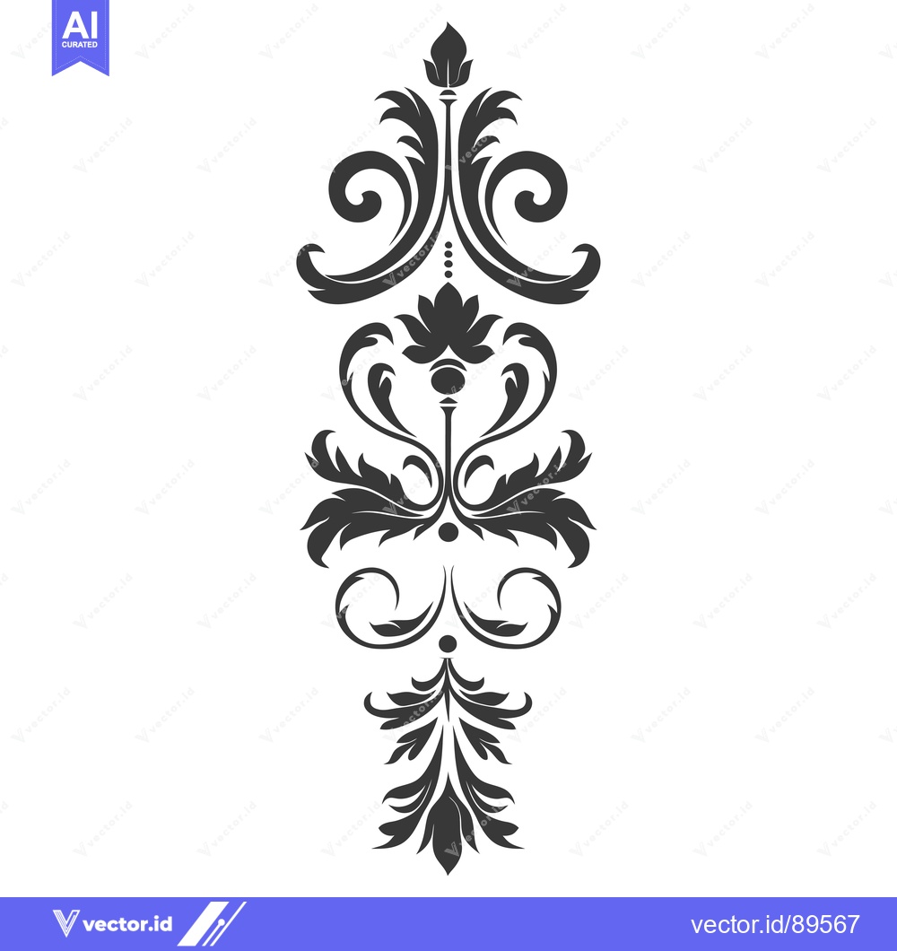Premium Vector of Ornate black and white floral design with swirls and dots