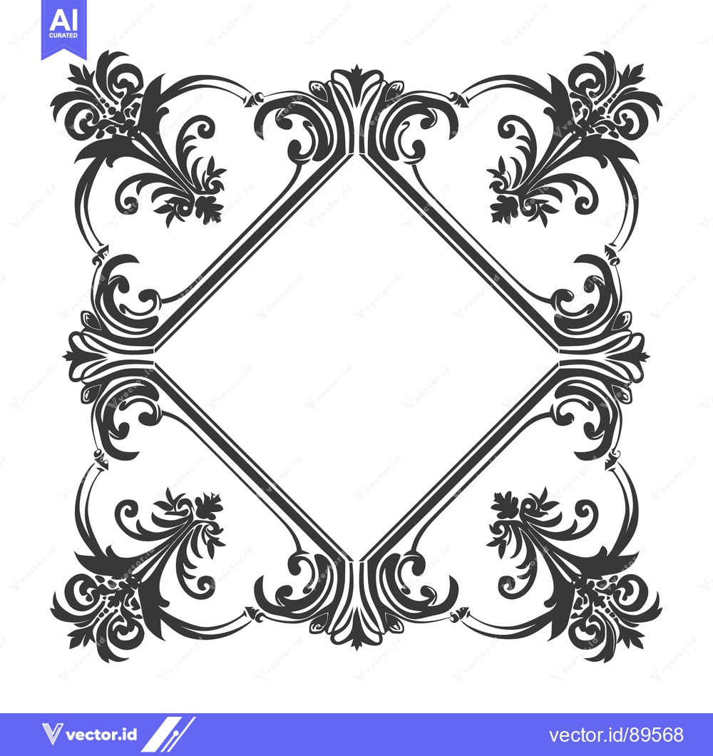 Premium Vector dari Ornate Black and White Floral Diamond Frame