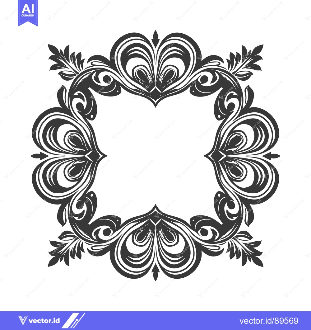 Premium Vector dari Ornate Black and White Floral Frame