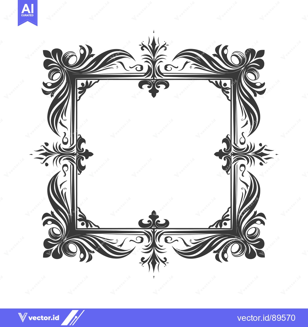 Premium Vector of Ornate Black and White Floral Frame