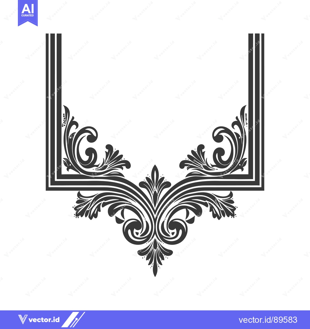 Premium Vector dari Ornate black and white floral frame with double vertical lines