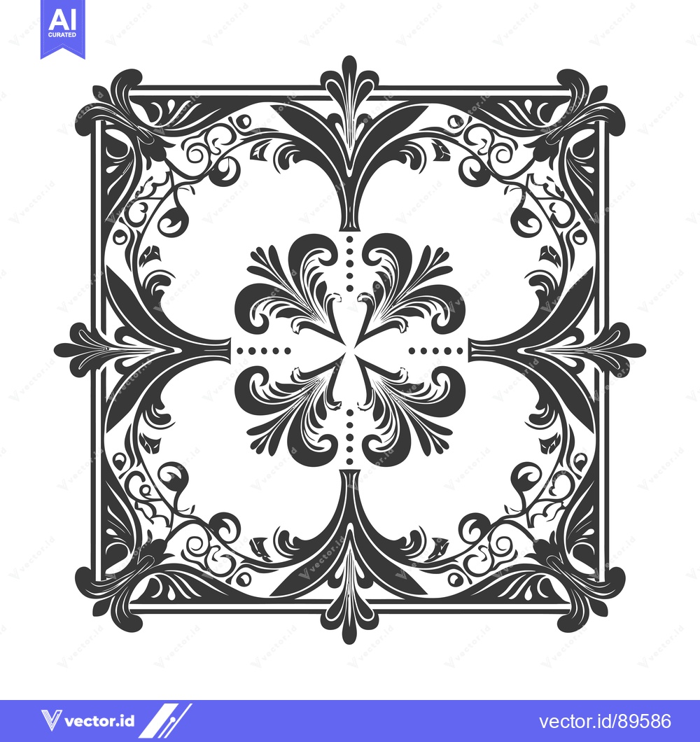Premium Vector dari Ornate Black and White Floral Frame with Intricate Detailing