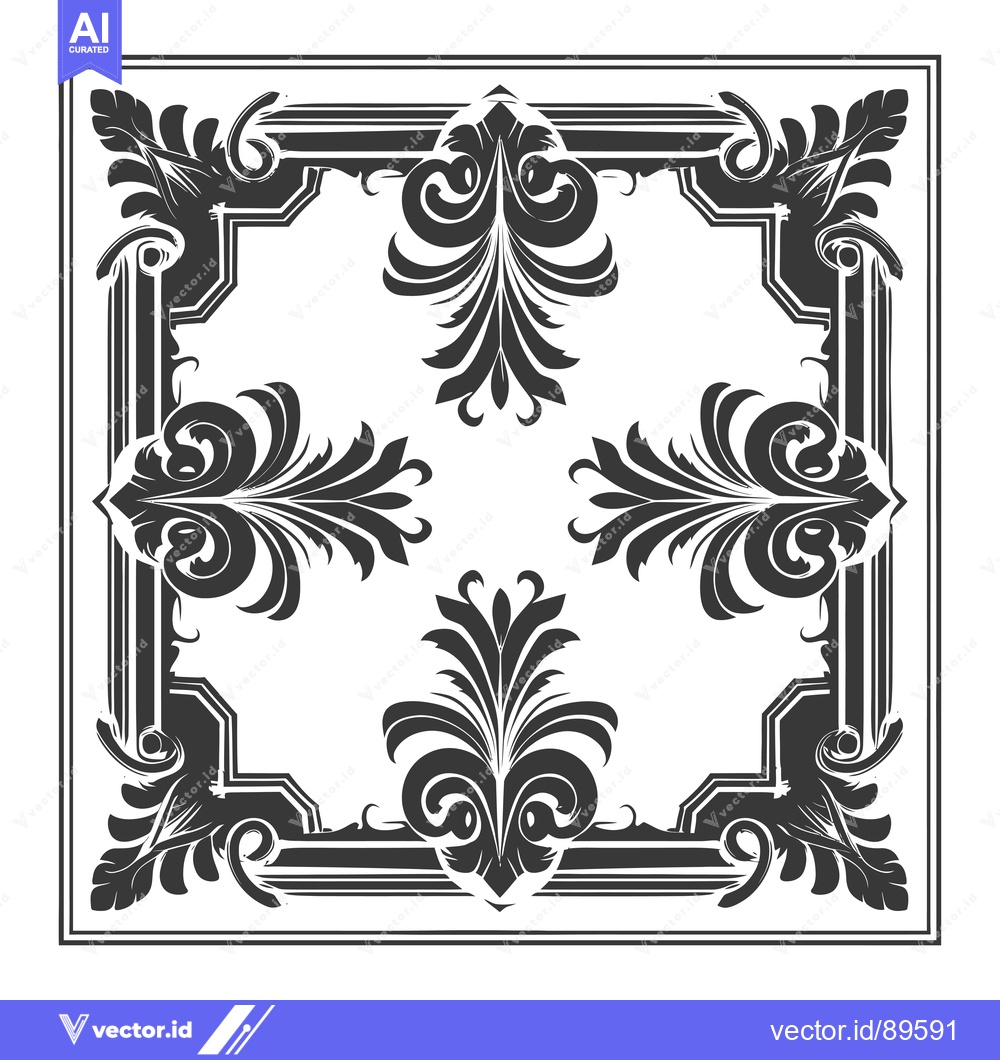 Premium Vector dari Ornate Black and White Floral Square Frame