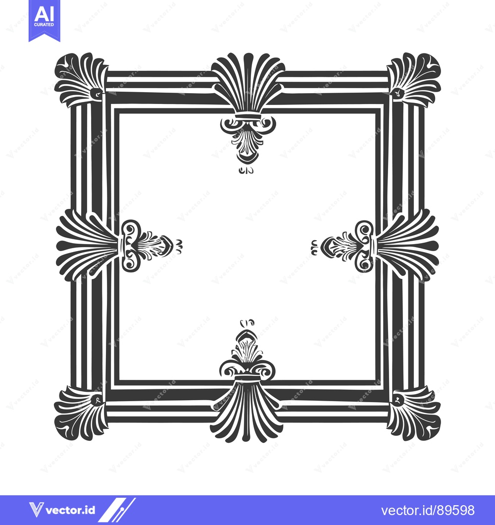 Premium Vector dari Ornate Black and White Frame with Floral Motifs