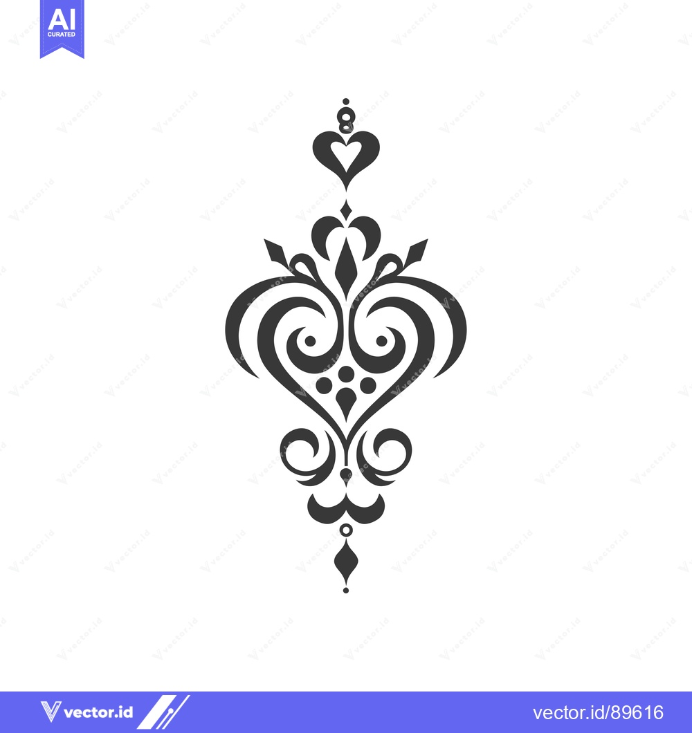 Premium Vector dari Ornate Black and White Heart-Shaped Design Element