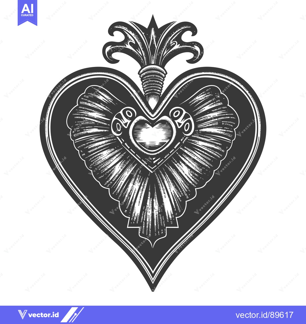 Premium Vector dari Ornate Black and White Heart with a Smaller Heart Inside