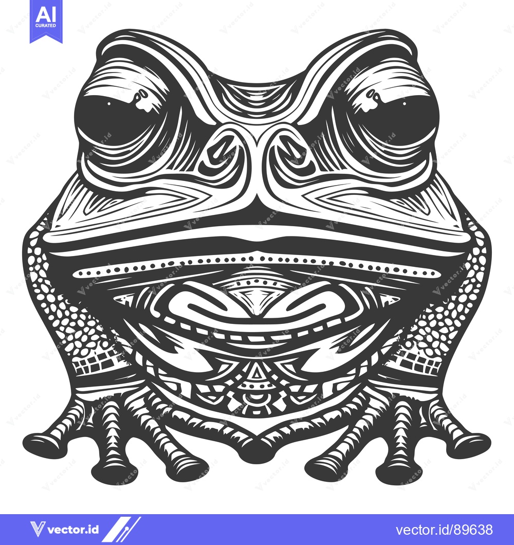 Premium Vector of Ornate Black and White Illustration of a Frog