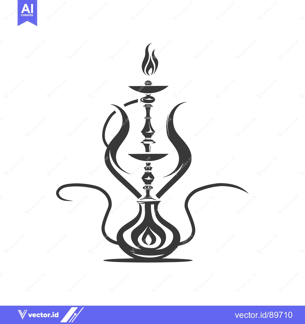 Premium Vector of Ornate Black and White Silhouette of a Hookah