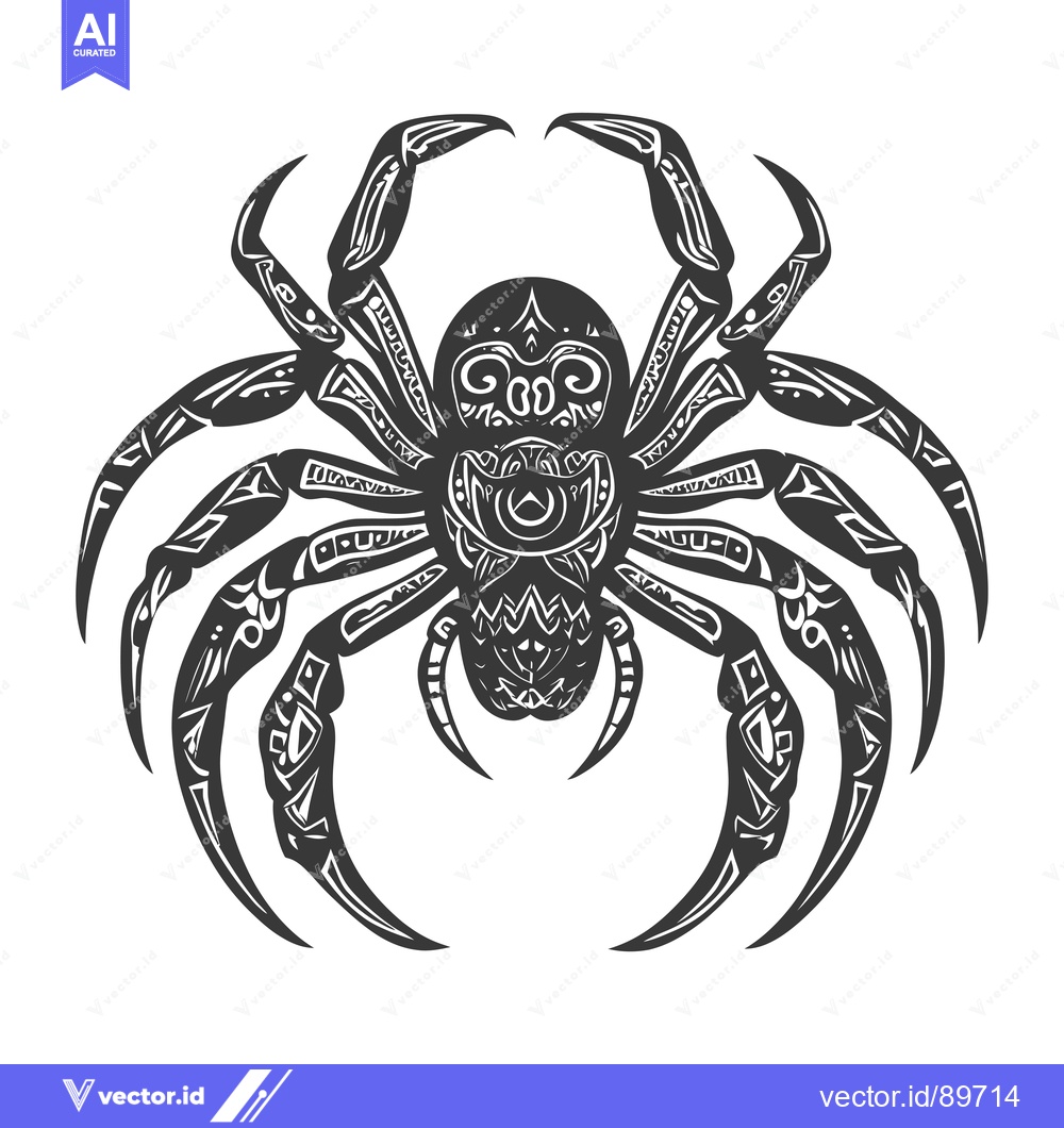 Premium Vector dari Ornate Black and White Spider Illustration