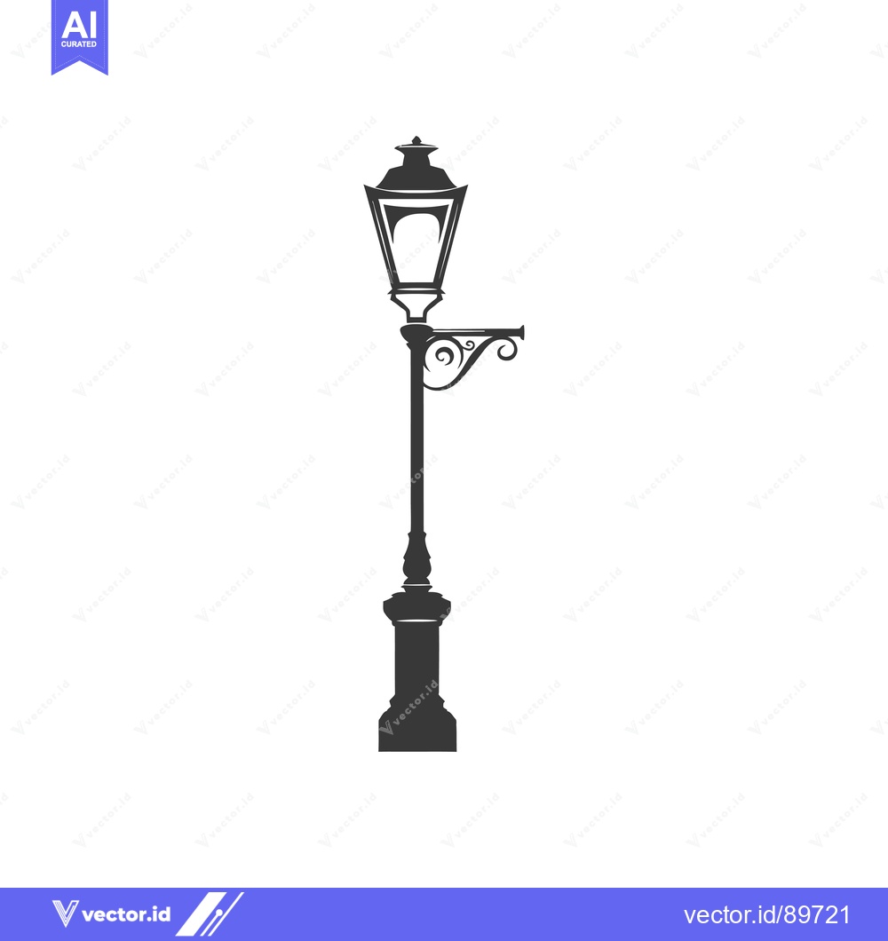 Premium Vector dari Ornate Black and White Street Lamp Silhouette