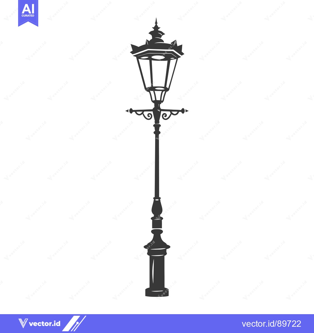 Premium Vector dari Ornate Black and White Street Lamp Silhouette