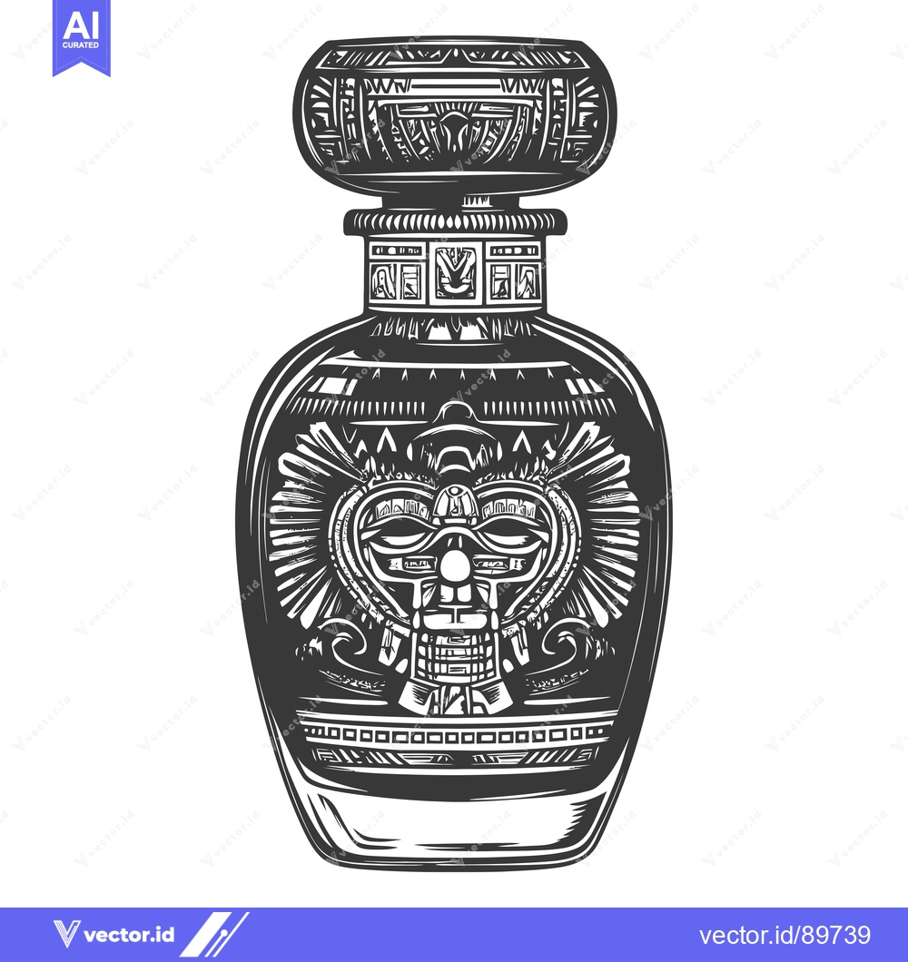 Premium Vector of Ornate Bottle with Aztec Mask and Pattern