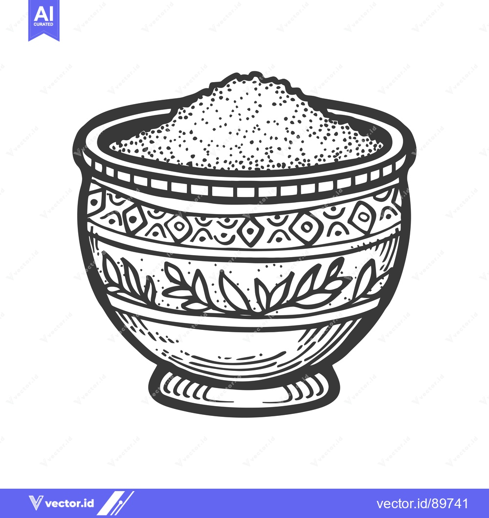 Premium Vector dari Ornate Bowl Filled with Powdered Substance