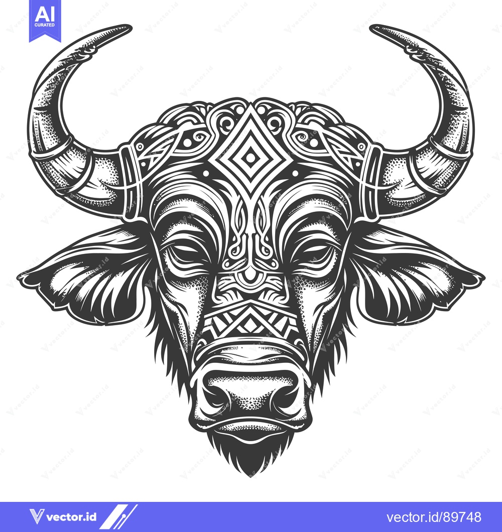 Premium Vector dari Ornate Bull Head with Geometric Pattern
