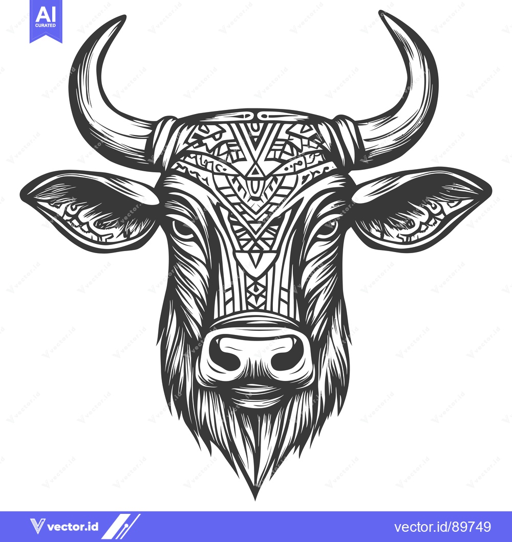 Premium Vector dari Ornate Bull Head with Geometric Pattern