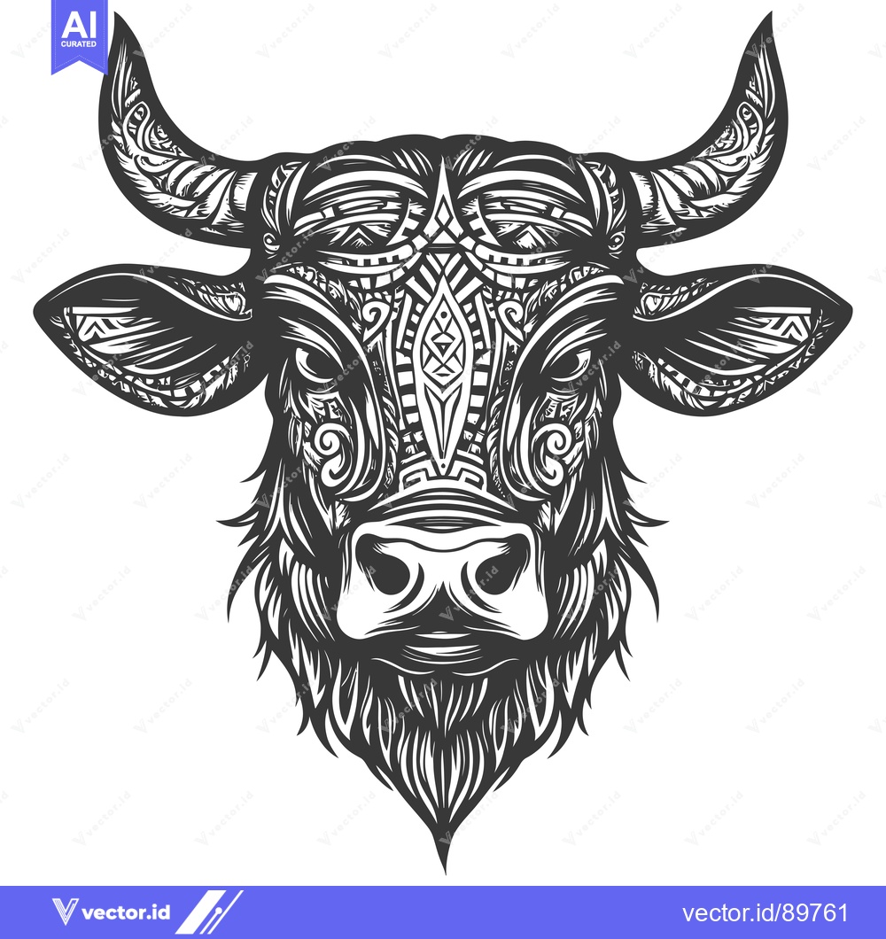 Premium Vector dari Ornate Bull Head with Intricate Pattern Design