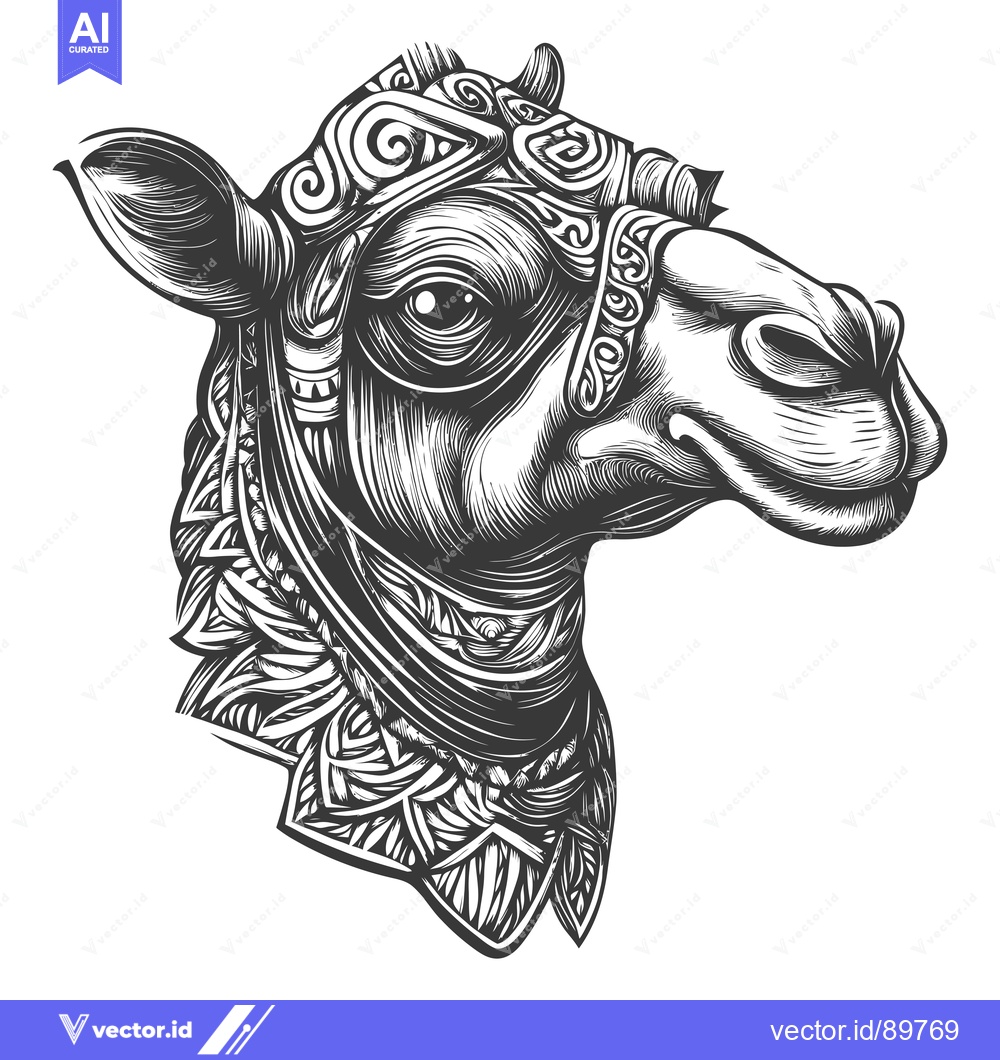 Premium Vector dari Ornate Camel Head With Decorative Patterns