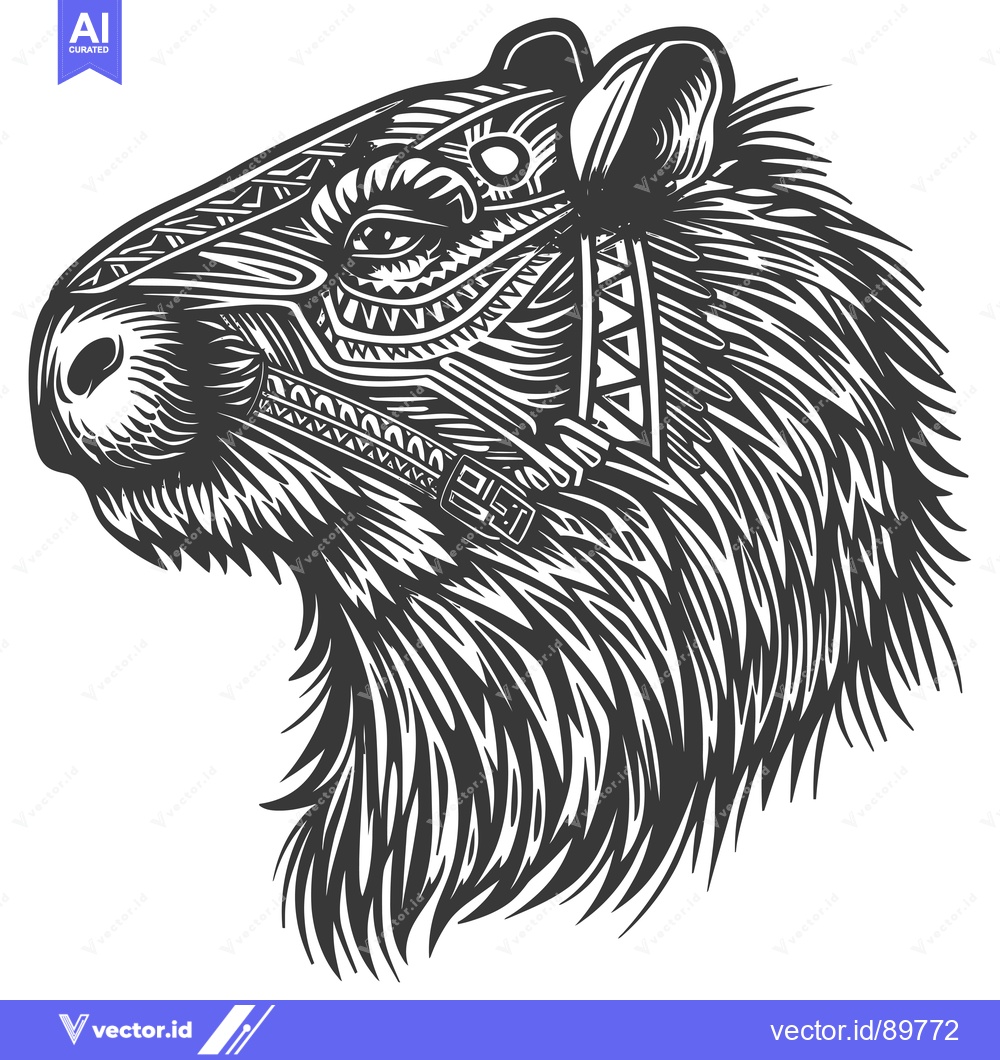 Premium Vector of Ornate Capybara Head with Tribal Pattern
