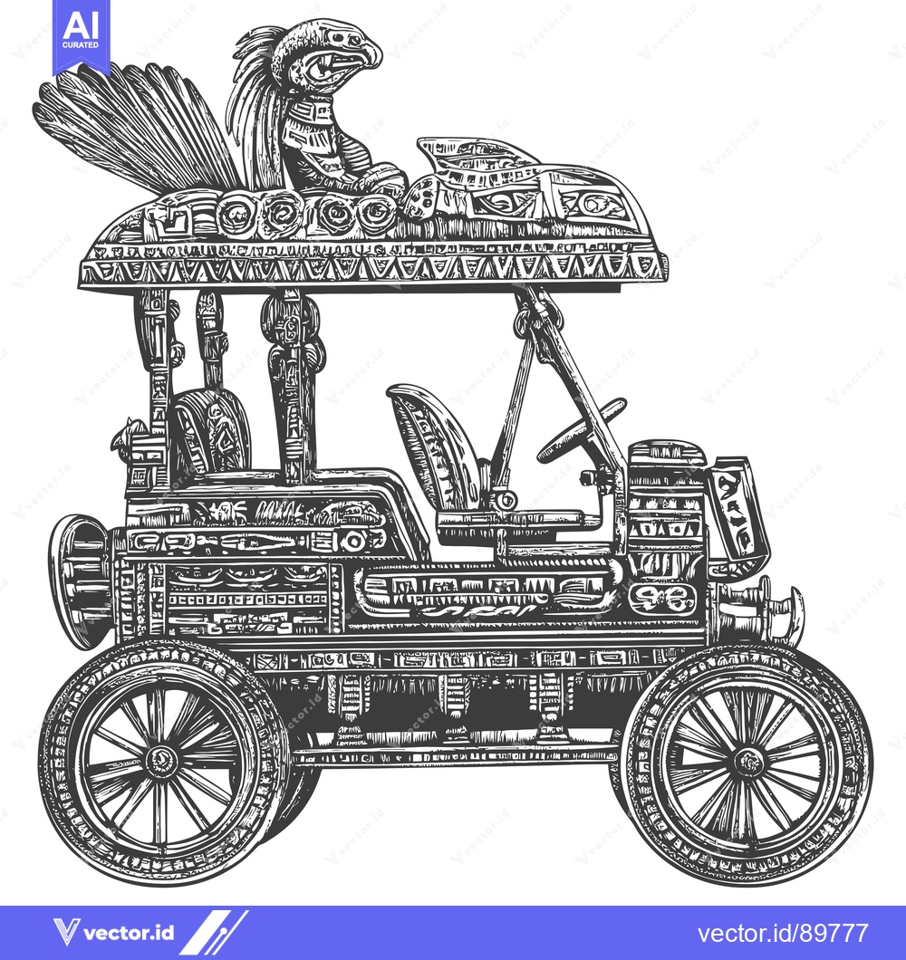 Premium Vector of Ornate Car with a Feathered Bird on Top