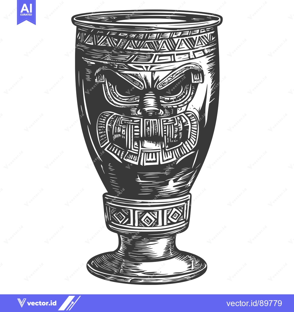 Premium Vector of Ornate Ceremonial Drinking Vessel with Intricate Carvings