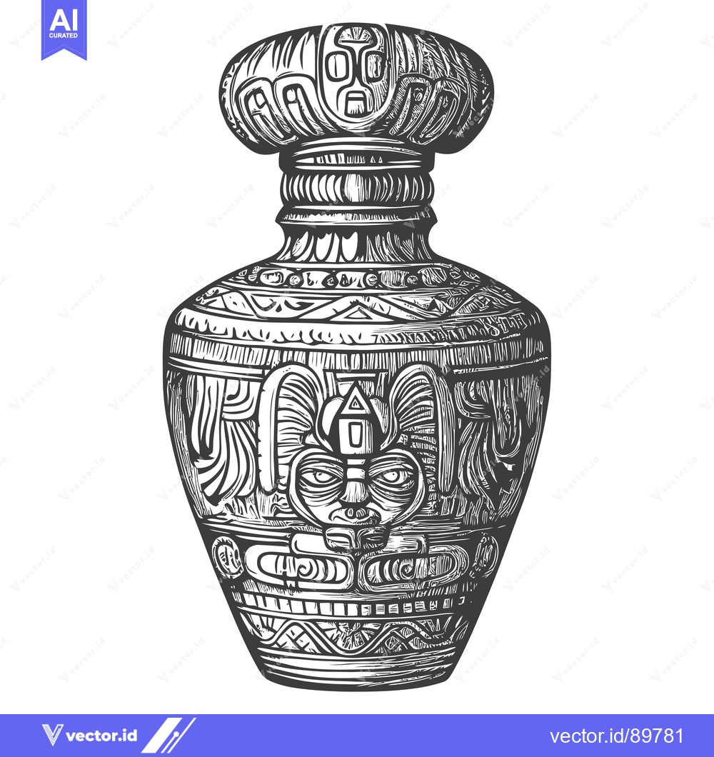 Premium Vector of Ornate Ceremonial Vessel with Intricate Carvings