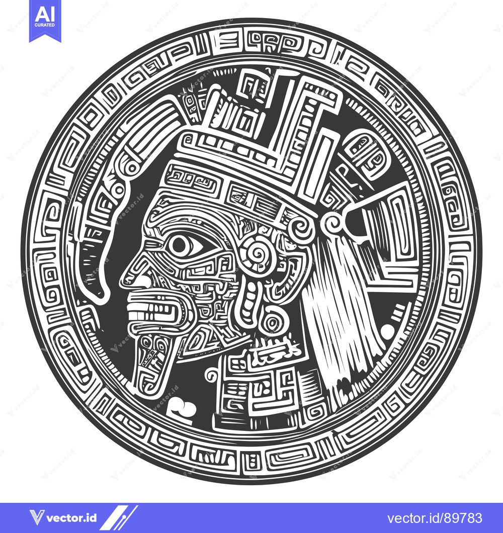 Premium Vector of Ornate Circle with Stylized Head in Profile