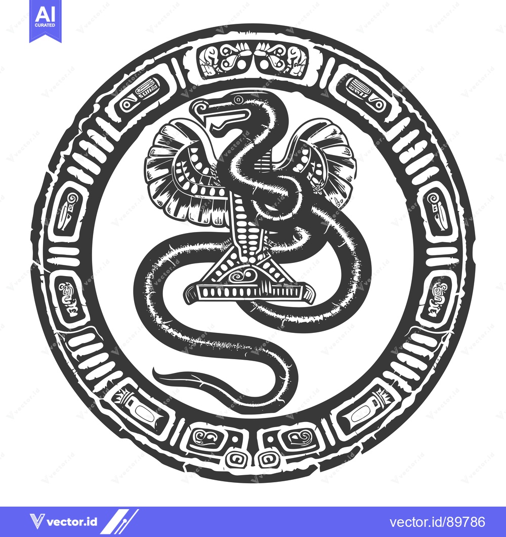 Premium Vector dari Ornate Circular Design Featuring a Serpent with Wings